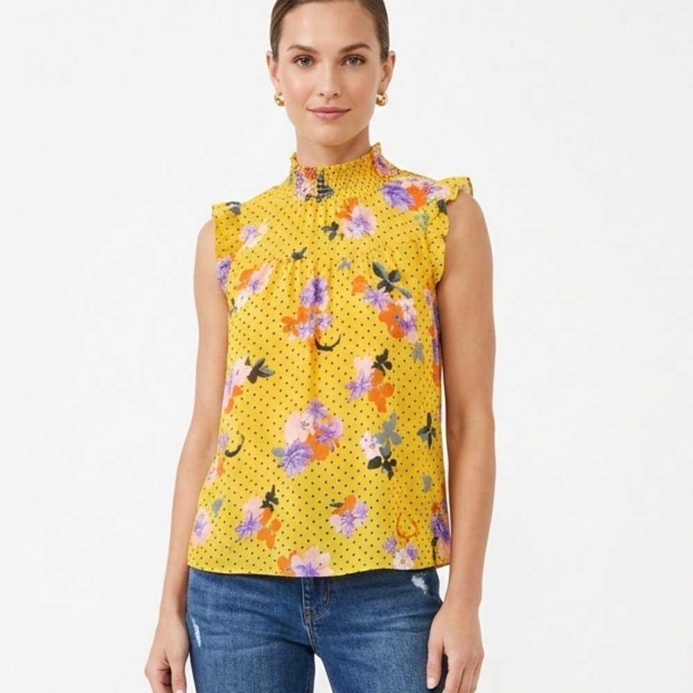 Midnight Sky NWOT Floral Yellow Sleeveless Top